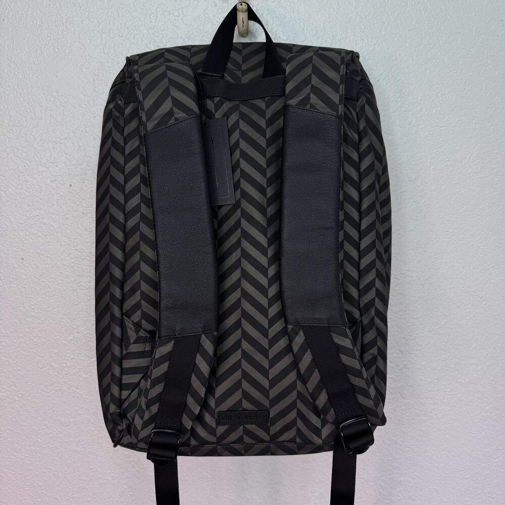 Uri Minkoff Stanton Backpack Laptop Bag Chevron Nylon Black Travel School NEW - Picture 2 of 16